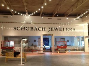 Schubert Jewellers store in new building - showcasing elegant jewelry and watches.
