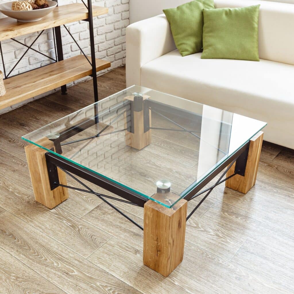 Transparent glass table tops showcasing modern elegance in glass furniture